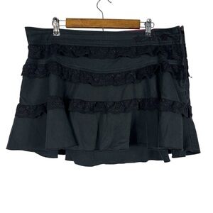 LIP SERVICE Y2K Lace Ruffle Tiered Mini Skirt Black Grunge Size XXL